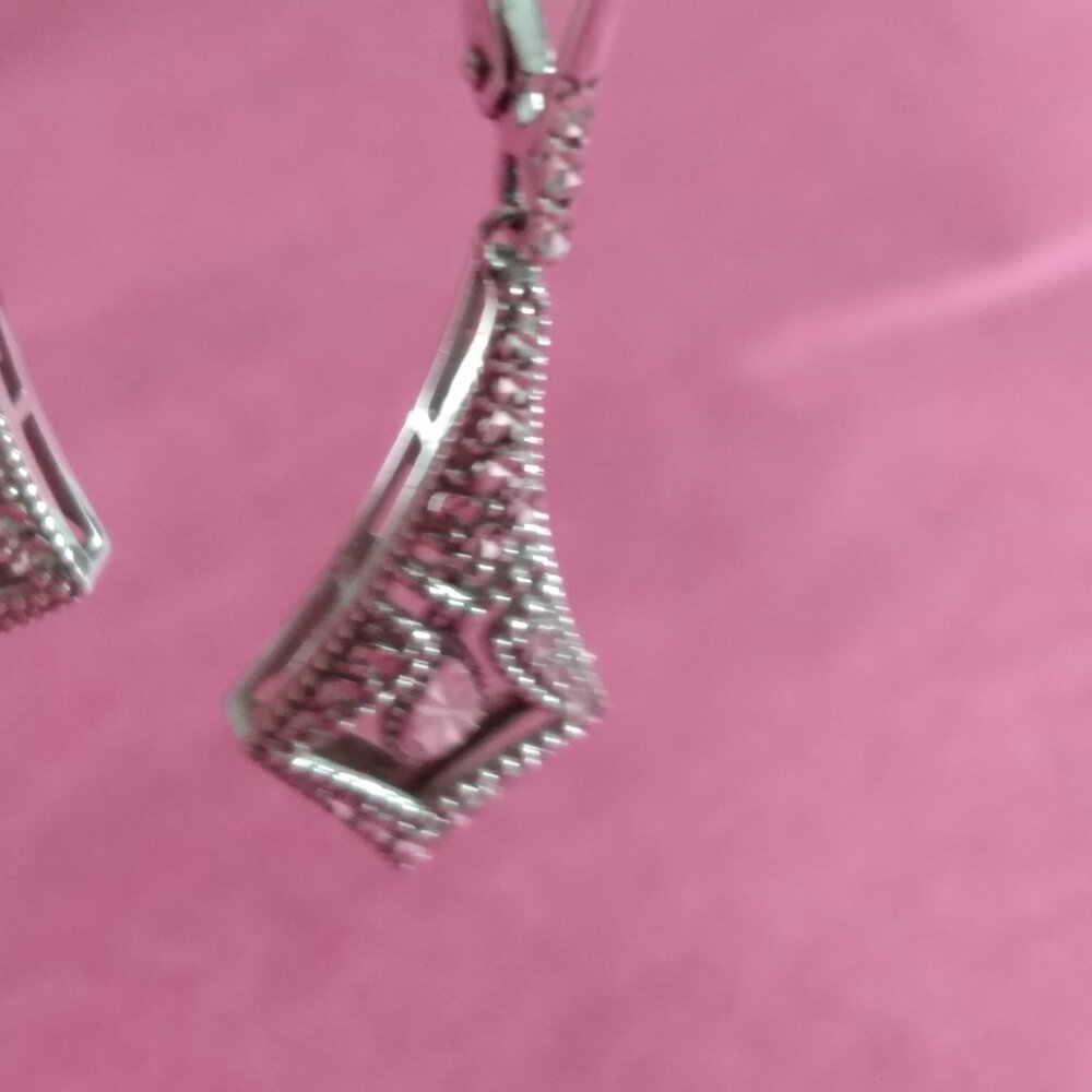 Solid 14k  white gold earrings - Picture 8 of 10